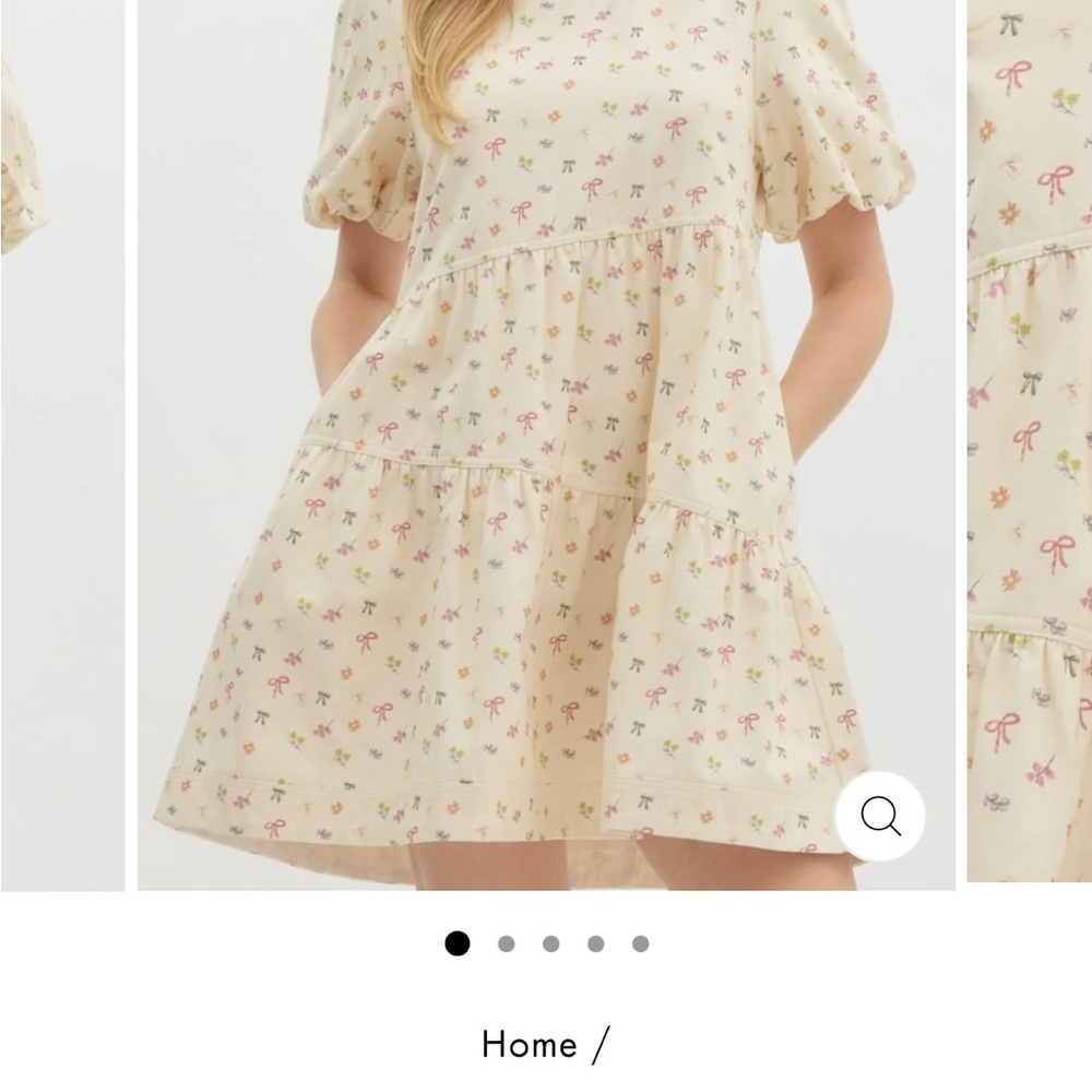 Entro Cream Dress with Colorful Bow Print
